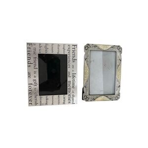 Decorative Picture Frame Lot Ornate Silver-Tone Enamel + Friends Quote Frame
